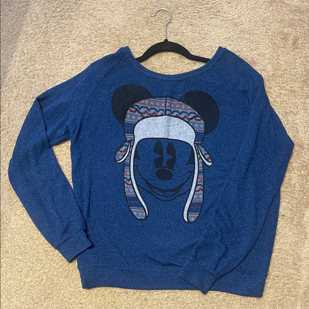 Mickey Mouse Cozy Blue Graphic Sweater